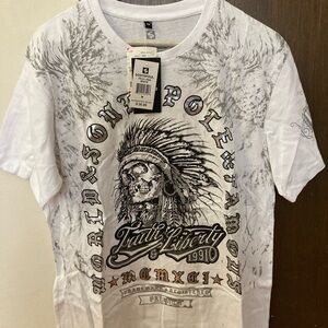 Southpole Shirt Men’s M White Truth & Liberty Graphic Logo Chief Skull NWT
